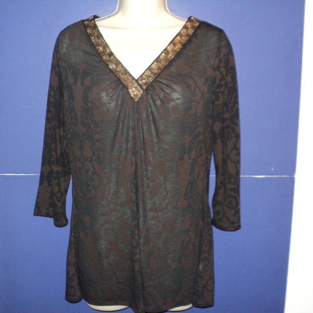 Cynthia Rowley Top Size M Burnout Black & Brown